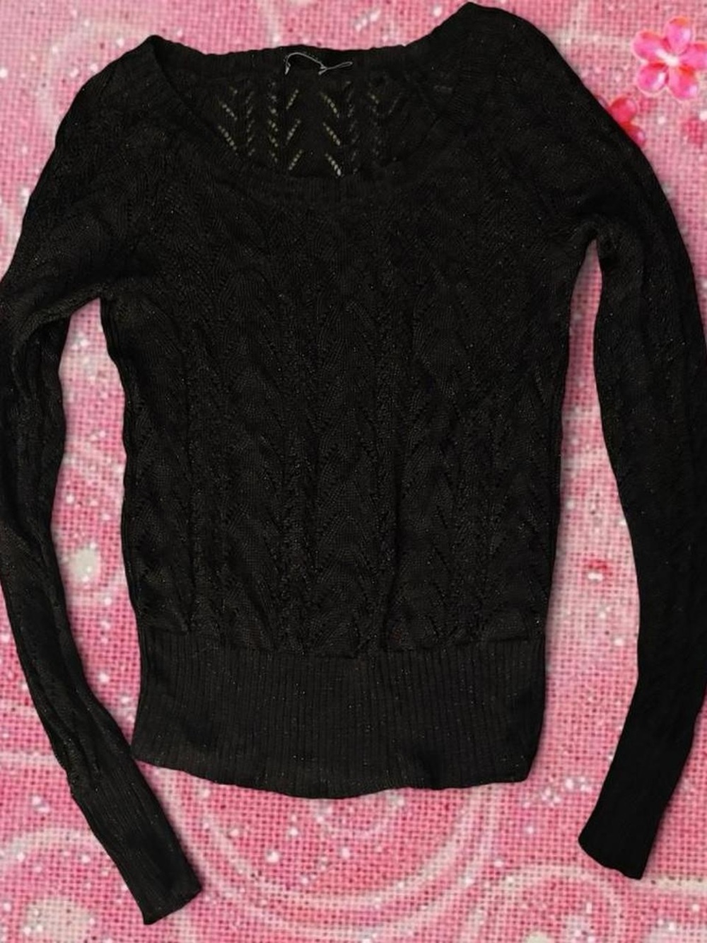 Vintage 2000s micro crochet long sleeve pullover